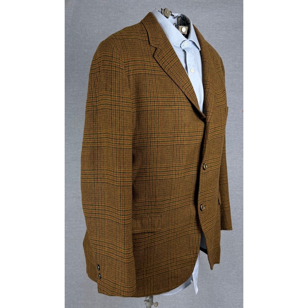 Vintage Royal York Bond Clothes Glen Plaid Blazer Orange 3 Button Sport Coat 50s